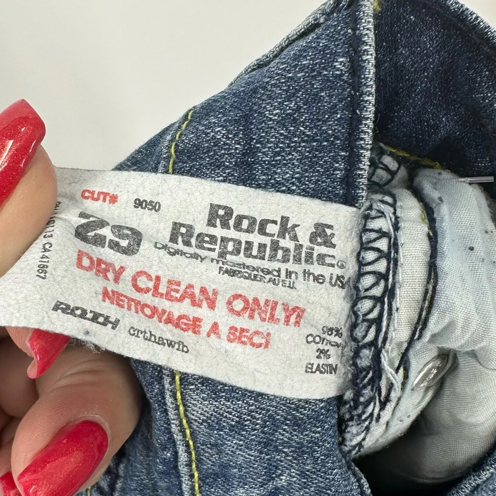 Rock & Republic Rhinestone Boot Cut Jeans Embroidered Embellished Womens 29 - Picture 3 of 7